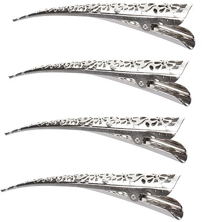 AUTSUPPL 4er Pack Modische Alligator-Haarspangen - Entenschnabel Haarspange Aus Metall Silberne Schnabel Haarspange Große Krokodil Haarspangen Exklusive Haarschmuck Für Damen Und