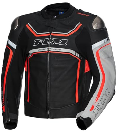 FLM Le Mans GP Lederkombijacke - AAA Schutzklasse - Abriebfestes Rindsleder - SAFE-MAX Protektoren - Airbag-geprüft