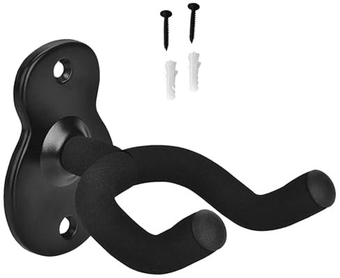 Support Mural pour Guitare,Support Guitare Mural Noir Accroche,Mural Stand Guitare Pied,Crochet de Guitare pour All Guitares,Support de Guitare avec Eponge de Protection,Accessoire Guitare Bois
