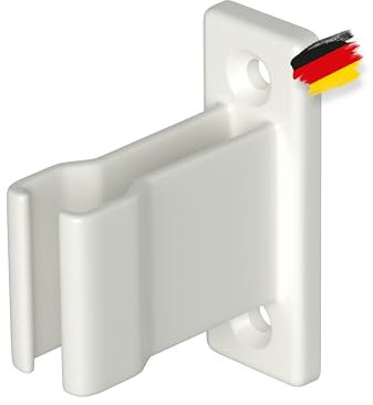 BAUHELD® Kurbelhalter für Kurbelstange [Made in Germany] - Wand-Halterung für Rolladen-Kurbel mit 12 bis 17mm Durchmesser [3 Stück] - Halter mit elastischem Griff - Höhe 35mm - RAL9016