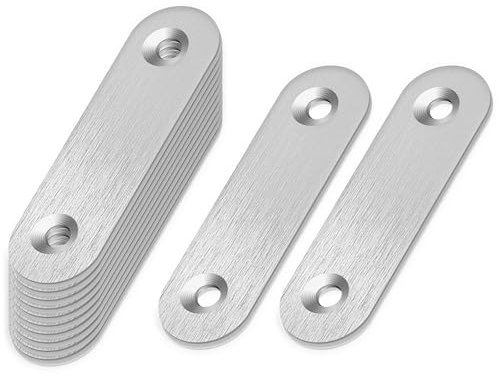 HXJDAM 20 placas perforadas de metal, conector plano de acero inoxidable, conector de madera de metal (57 x 16 x 2 mm), chapa de conexión, chapa perforada, placa perforada, conector de metal, placas