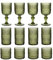 12pc Glassware Set of 4 Wine Glasses, Highball Glasses & Tumblers Emerald Green Dishwasher Safe Vintage Style Embossed Glass Set Alfresco Dining Ribbed Glasses Set