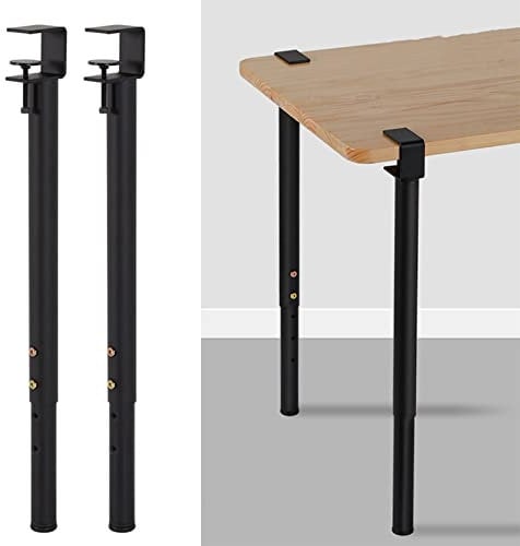 Adjustable FShape Table Clamp Legs for DIY Furniture Telescopic Dining Desk Legs with Floor Protectors No Drilling Required (2pcs Black)