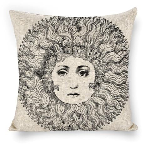 FimGlk Lina Cavalieri Federa per cuscino in lino artificiale, federa decorativa personalizzata con viso, arte vintage (45 x 45 cm), 45,7 x 45,7 cm, stile-27