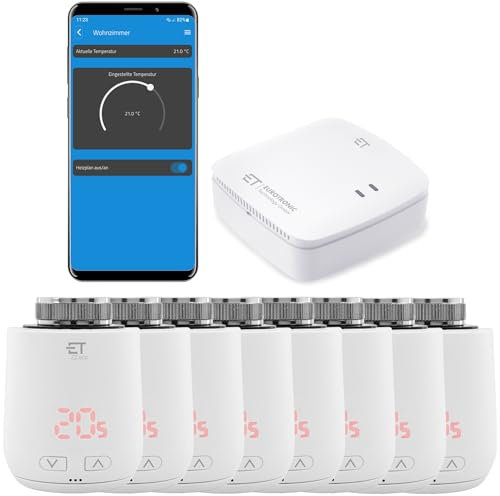 Eurotronic Comet ZZ eco: 8-mal Smartes ZigBee Heizkörperthermostat. ZigBee Funk Heizungssteuerung Set inkl. gratis App und Gateway.