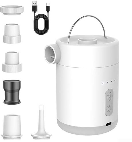 Pompe à air électrique portable, pompe à air multifonction sans fil, pour matelas d'air, piscine, canapés, lits à eau, bateaux, etc. 6,8 x 10 cm (blanc)