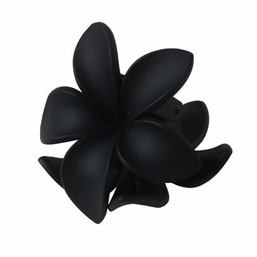 Frosted - Pinza para el pelo para mujer, diseño de flor en 3D, con dientes antideslizantes, textura en la parte posterior de la cabeza, color negro