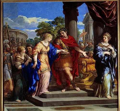 ARTXLXXBN Berühmte Gemälde Dekoration Wandbild Malerei Wandkunst Bringt Cleopatre zurück auf den Thron von Ägypten Jules Gives von Pietro Da Cortona für Schlafzimmer Home Decor 60x90cm