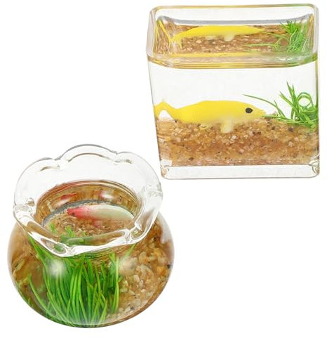 ibasenice 2stücke Miniatur Aquarium Dekoration Fisch Tank Modelle Realistische Simulation Für Puppenhaus Und Garten Vielseitig Einsetzbar Wetterfest Zufällige Farben