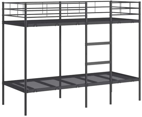 vidaXL Etagenbett ohne Matratze Schwarz 80x200 cm Stahl, Bettgestell, Hochbett, Etagenbett mit Leiter, Bettrahmen, Schlafzimmermöbel