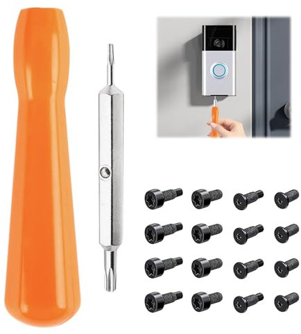 Doorbell Screwdriver Replacement Kit, 16 PCS Double-Ended T6 T15 Security Screws Spare Screws Compatible with 2nd Generation Video Doorbell 2 for All R/ing Doorbells (Orange)