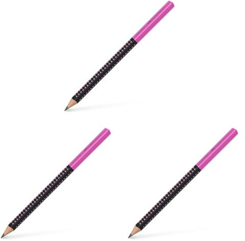 Faber-Castell 511911 - Bleistift Jumbo Grip Two Tone, Härtegrad HB, schwarz-pink, 1 Stück (Packung mit 3)