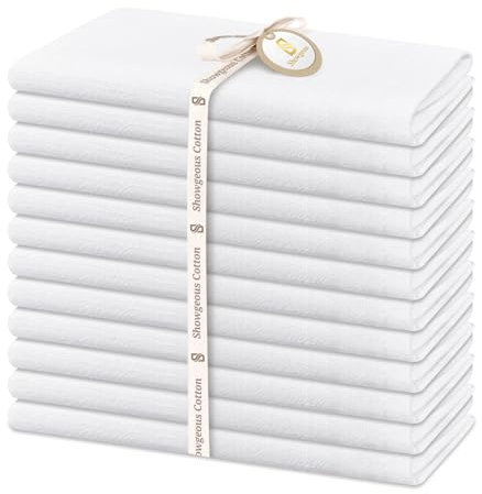 Showgeous 12 Stück Leinen Baumwoll Servietten 40x40cm Dinner Stoffservietten Baumwolle Leinen Mischgewebe Servietten Waschbar Wiederverwendbar Leinen Flachs Servietten für Hochzeit Dinner Party(Weiß)