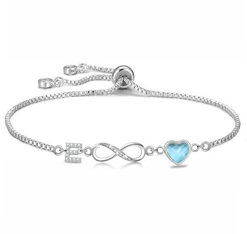 Kraven Infinity Armband Damen 925 Silber, Unendlichkeit Herz Zirkonia Armbänder Verstellbar Armkette Valentinstag Muttertag Geburtstags Weihnachten Geschenk für Sie Frauen Freundin mama (E)