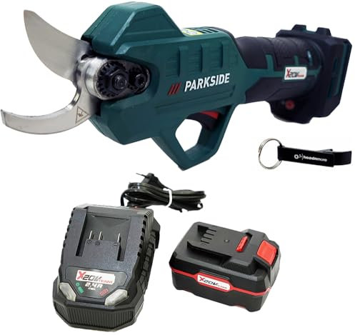 HEADNMORE® Parkside® Paas 20 Tijeras de podar inalámbricas 20V + llavero HEADNMORE® (1 batería 4 Ah)