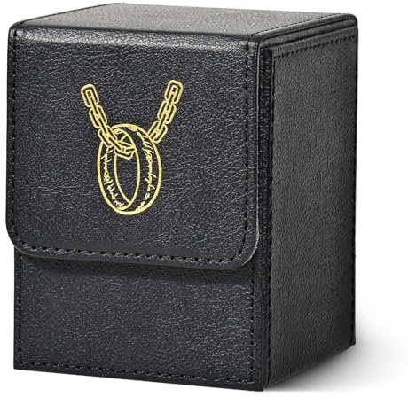 Marsguard MTG Deck Box with 2 card dividers, holds over 100+ single-sleeved cards, PU leather case for TCG(Black) (Black&Grey, 100+)