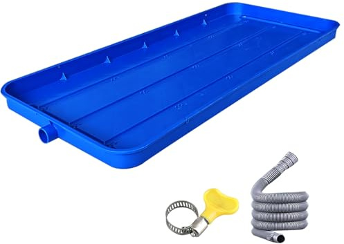 YCYHXJB Raccogli Condensa 3-15P, Grande Bacinella Raccogli Condensa Climatizzatore in Plastica con Canaletta di Deviazione e Kit di Scarico Universale, Monoblocco 116x50,5x5 cm