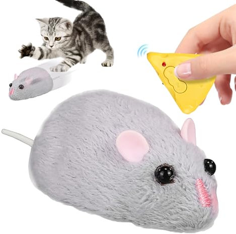 Zestivra RC Mice Cat Toy – Remote Operated Furry, Wireless Interactive Pet RatToy | Realistic Wiggle Action Remote Battery Powered Childrens Game, Funny Plaything for Cats Indoor Pet Entertainment