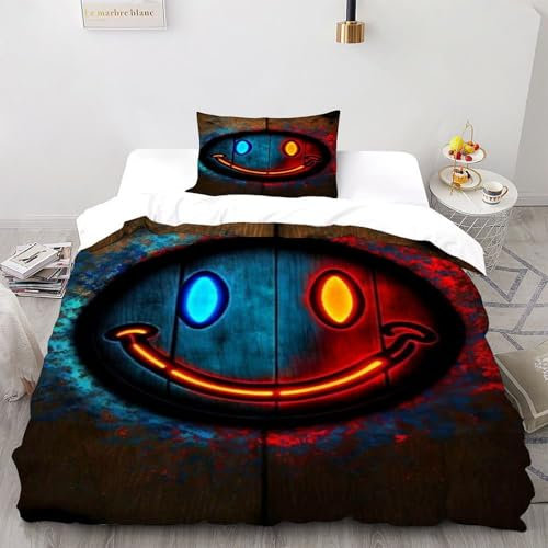 LumeNest Bettwäsche Teilig Smiley Face Bettwäsche Red Bettbezüge Single（135x200cm） Kissenbezüge Bettwäsche-Sets Polyester Mikrofaser Mit Reißverschluss