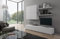Parete Attrezzata Mobile Soggiorno Moderno Con Base TV 2 Ante Pensile 4 Ante e 2 Mensole Design Contemporaneo in Melaminico Facile da Pulire 200 x 194 x 40 cm Bianco