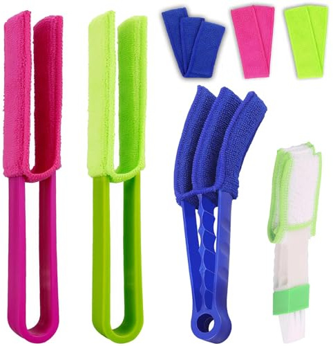 Venetian Blind Cleaner Tool, 3PCS Blind Duster Removable Washable with 3 Extra Sleeves, 1PCS 2 in 1 Mini Duster, Multi-Purpose Cleaner for Venetian Blinds Air Conditioner Car Ac Vent