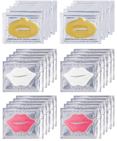 HUVZOR Labbra Maschera (30 Pezzi) - Collagene Marino Idratante & Anti-Età, Formula Ciliegia e Miele per Labbra Piene e Liscie, Trattamento Notte Ideale per Labbra Secche e Screpolate
