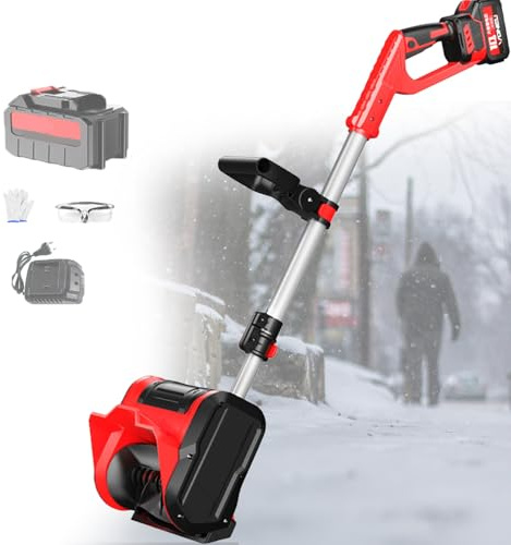Atwynd Adjustable Front Handle Cordless Snow Shovel, Snow Blower Machine for Patio/Deck/Driveway, Electric Portable Battery Snow Blower with Directional Plate