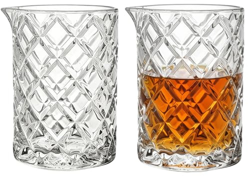 Xtrillogen 2 Stück Shaker Cocktail Mixing Glas,700ml Cocktail Crystal Rührglas,Barkeepergläs Schnapsgläser,Barware Mischer Glas,Dicker Boden Bar shotgläser Sür Martini,Mojito,Manhattan(700ML)