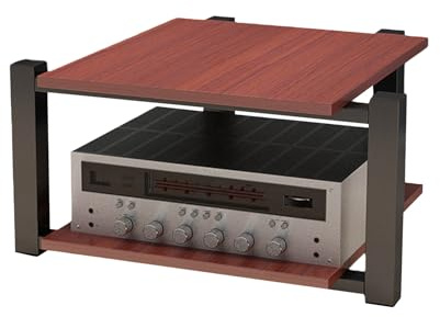 Leaceuv HiFi Rack,2/3/4-stufiger Plattenspieler Schrank,Medienständer,Audio Rack HiFi Regal,Gaming Regal,Stabiler Metallrahmen,für Equipment dac Amplifier Amp(Teak,2 Tier)