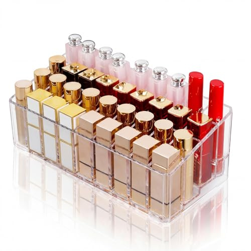Gtwinsone 36 Fächer Lippenstift Organizer Acryl Lipstick Holder Transparent Lippenstifthalter Aufbewahrung Kosmetik Lipgloss Behälter für Bad Waschtischplatte und Schminktisch