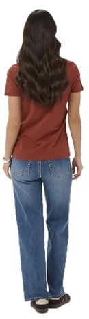 KAFFE T-Shirt KAmarin Damen T-Shirt Kurzarm Top Casual Basic Einfarbig Rundhals M, Henna