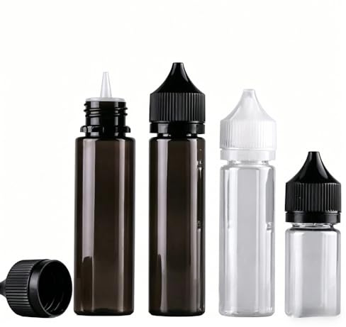 SXQIX 20Pcs Empty Plastic Squeeze Dropper Bottles Chubby Gorilla V3 Childproof Squeeze Bottles With Cap For Liquids Oils DIY Art Crafts Kitchen Household Containers (Clear-clear Top,120ml)