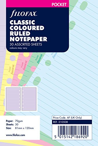 Filofax Pocket Classic Coloured Ruled Notepaper
