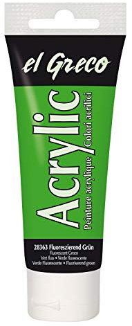 KREUL 28363 - El Greco Acrílico, tubo de 75 ml en verde fluorescente, pintura acrílica brillante de alta pigmentación en calidad de estudio, pintable como mantequilla, para pintura de empaste
