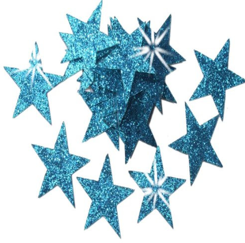 Light Blue 48 Fabric Glitter 25mm Star Iron-On