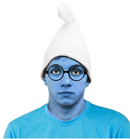 I LOVE FANCY DRESS MAGISCHE ZWERGE KOSTÜM VERKLEIDUNG=SCHLUMPF VERKLEIDUNG SET VERSCHIEDENE ZWERGE=SCHLAUER ZWERG-WEISSE ZWERGEN MÜTZE+BLAUEM MAKE UP +BRILLE