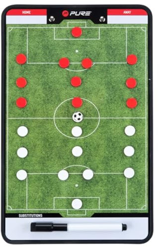 Pure2Improve - Taktiktafel Fußball, 35x22cm, Tactic Board – Coach Board mit Magnete und Stifte, Taktikbrett, für die Spielanalyse, Verbessern Sie Ihre Spiele