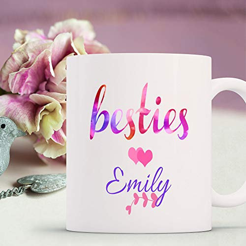 JR Decal Personalised Bestie Mug with Names – Custom Best Friends Coffee Cup, Ceramic Gift for Her, Birthday, Christmas or Friendship Present