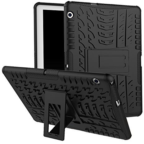Skytar Huawei MediaPad T3 10 Cover,Ibrido Armor Protezione Dual Layer in TPU Silicone & Duro PC Custodia per Huawei MediaPad T3 10 da 9,6 Pollici Tablet Cover Caso con Il Braccio,Nero