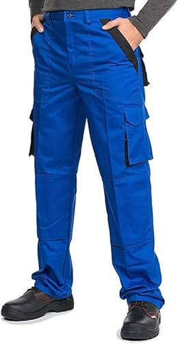 MAZALAT work wear Pantaloni da Lavoro Uomo Multitasche, Taglie Grandi S-3XL, Salopette da Lavoro, Tuta da Lavoro Uomo, Blu, Nero, Bianco, Riflettenti, Blu/Nero, 48