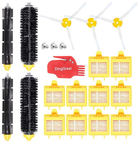 DingGreat Ersatz Zubehör für IRobot Roomba 700 Serie 780 782 774 772 776 760 770, Ersatzteile Packung mit 2 Borstenbürste, 2 Flexible Beater Pinsel, 10 Filters, 3 Seitenbürsten