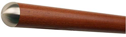 TIBU Mahagoni Sipo Handlauf Geländer 30-500cm mit Edelstahl Enden Wandhandlauf Wand Treppe, Länge 500 mm / 50 cm / 0,5 m und Enden halbrunde Edelstahlkappe