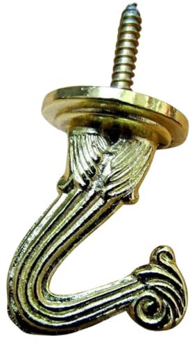 S & S International Ornate Ceiling Screw-in Hook, Brass Plated Heavy Duty Light Ceiling Rose Hook, 55mm