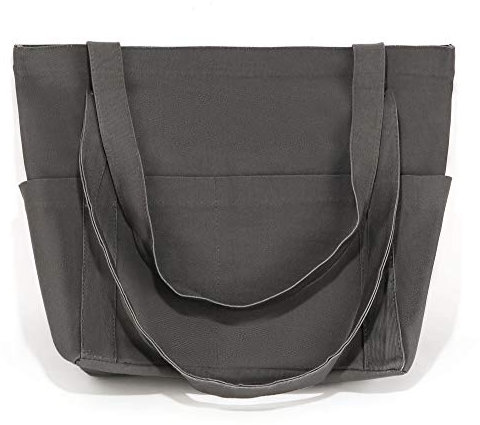 Augbunny Heavy Duty Durable 100% Cotton 16oz Canvas Extra Large Grocery Bag Beach Tote Shopping Bag With Outer Pockets Multi Purpose Daily Use Casual Tote.