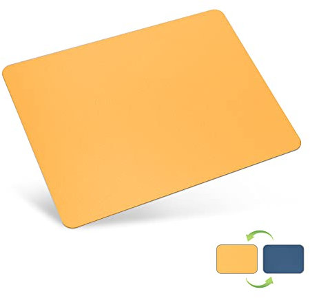 conisy Tapis de Souris en Cuir avec Double côté Parfait pour Bureau et Maison - Ultra Mince étanche Mousepad (Jaune,Bleu Marin)