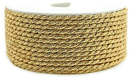 finemark Cordoncino girevole dorato, 25 m x 4 mm, per regali, per Natale, cordoncini di lurex senza filo, bicolore lucido