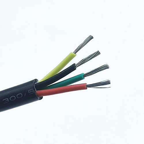 4-Core Heat-Resistant 200° Cable Multi-Core Soft Silicone Wire 22awg 20awg 18awg 17awg 15awg 13awg 4-core 24AWG Black