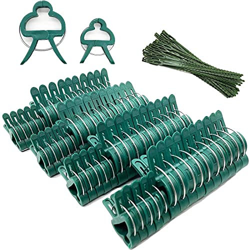 Garden Plant Clips with Adjustable Plant Ties, Plant Clips for Climbing Plants, Plant Support Clips for Vine Tomatoes Garden Vegetables (40 Large Clips, 20 Small Clips, 30 Ties)