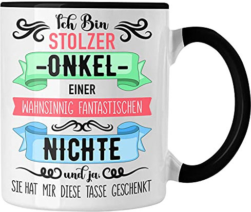 Trendation - Onkel Geschenk von Nichte Lustige Tasse Spruch Geschenke für Onkel Nichten Geschenkidee (Schwarz)