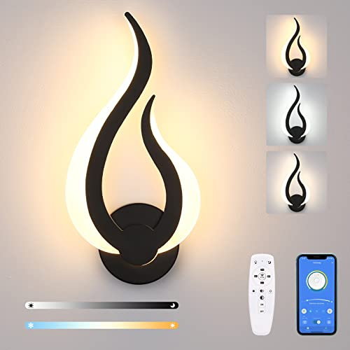 Lightess Smart 12W LED Wandleuchte Dimmbar mit Fernbedienung 2.4G Dimmbare Wandlampe Innen 2700K-6500K Schwarz Wandlicht Up Down Beleuchtung für Kinderzimmer Wohnzimmer Schlafzimmer Flur